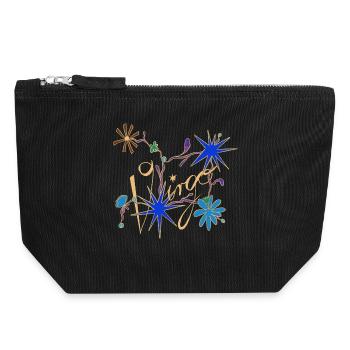 Virgo – Mystische Sternzeichen und Blumen - Canvas Reißverschluss-Täschchen (18 x 19 cm) - Schwarz - Vorne