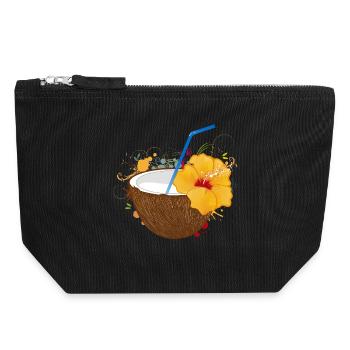 Exotischer Kokos-Cocktail mit Hibiskus - Canvas Reißverschluss-Täschchen (18 x 19 cm) - Schwarz - Vorne