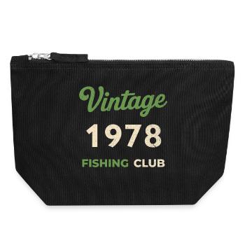 Vintage 1978 – Fishing Club Retro Geburtsjahr - Canvas Reißverschluss-Täschchen (18 x 19 cm) - Schwarz - Vorne