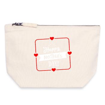 Happy Mothers Day Herz Umrandung - Weiß Rot - Canvas Reißverschluss-Täschchen (18 x 19 cm) - Naturweiß - Vorne