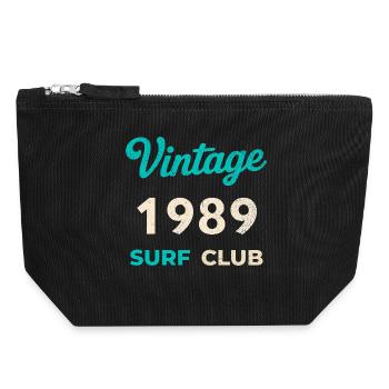 Cadeau rétro d’anniversaire vintage du Surf Club 1989 - Pochette zippée en toile 18 x 19 cm - noir - Devant
