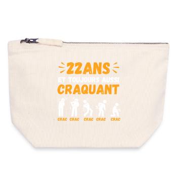 22 Ans Toujours Aussi Craquant Humour Crac - Pochette zippée en toile 18 x 19 cm - blanc naturel - Devant