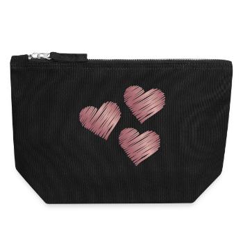 Rose Gold Heart Brushstrokes - Canvas Zip Pouch 18 x 19 cm - black - Front