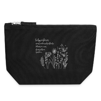 Sisters' saying with wildflowers - Canvas Zip Pouch 18 x 19 cm - black - Front