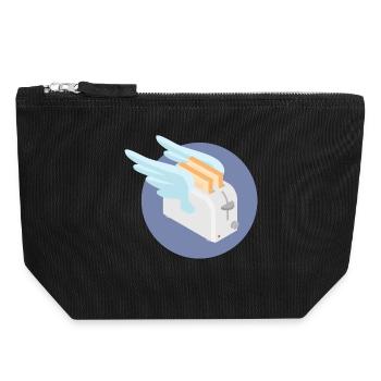Fliegender Toaster - Canvas Reißverschluss-Täschchen (18 x 19 cm) - Schwarz - Vorne