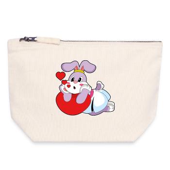 Rabbit Bride Heart Wedding - Canvas Zip Pouch 18 x 19 cm - nature - Front