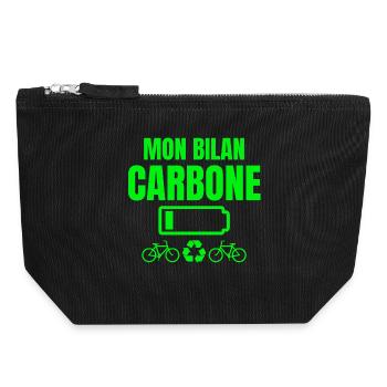 bilan carbone, écologie, écologiste - Pochette zippée en toile 18 x 19 cm - noir - Devant