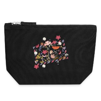 florale Airmail Rahmen mit wunderschönen Blüten - Canvas Reißverschluss-Täschchen (18 x 19 cm) - Schwarz - Vorne