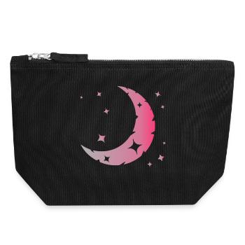 Mond und Sterne - Canvas Reißverschluss-Täschchen (18 x 19 cm) - Schwarz - Vorne