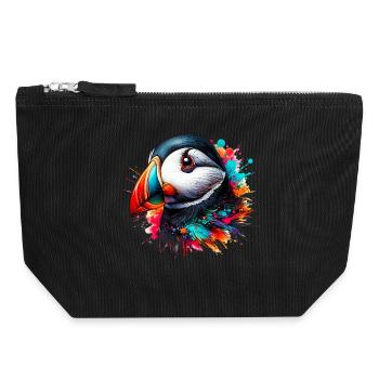 Macareux - Pochette zippée en toile 18 x 19 cm - noir - Devant