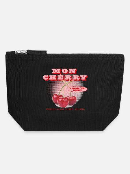 Mon Cherry Love - Canvas Reißverschluss-Täschchen (18 x 19 cm) - Schwarz