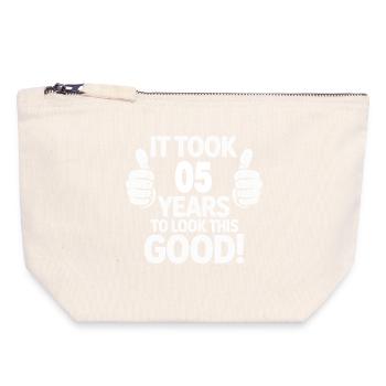 Celebratory 5th Birthday Thumbs Up - Canvas Zip Pouch 18 x 19 cm - nature - Front