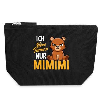 I Always Hear Only Mimimi Bear - Canvas Zip Pouch 18 x 19 cm - black - Front