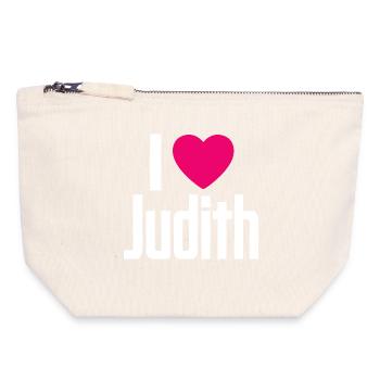 I Love Judith Pinkes Herz Ich liebe Judith - Canvas Reißverschluss-Täschchen (18 x 19 cm) - Naturweiß - Vorne