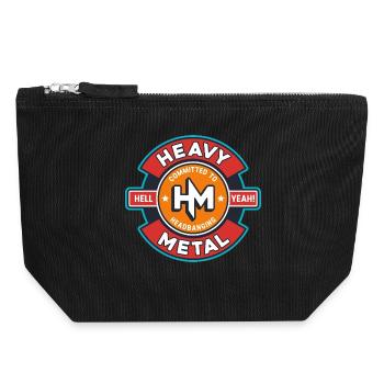 Emblème rétro Heavy Metal - Pochette zippée en toile 18 x 19 cm - noir - Devant