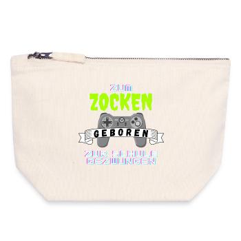 Né pour jouer – l’école obligatoire est agaçante - Pochette zippée en toile 18 x 19 cm - blanc naturel - Devant