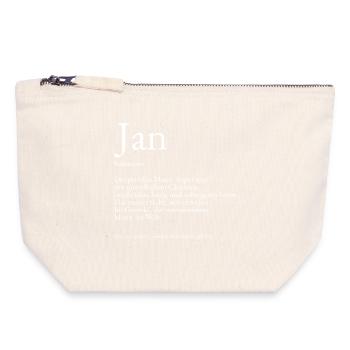 Explication du dictionnaire Jan Prénom Jan - Pochette zippée en toile 18 x 19 cm - blanc naturel - Devant