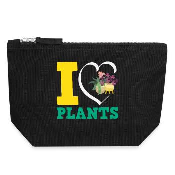 Jardinier amoureux des plantes - Pochette zippée en toile 18 x 19 cm - noir - Devant