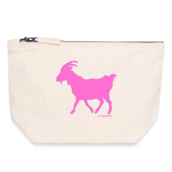 Bouc émissaire rose - Pochette zippée en toile 18 x 19 cm - blanc naturel - Devant