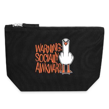 Warning Socially Awkward Möwe Mittelfinger Frech - Canvas Reißverschluss-Täschchen (18 x 19 cm) - Schwarz - Vorne