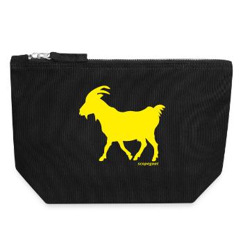 Chèvre GOAT bouc émissaire jaune - Pochette zippée en toile 18 x 19 cm - noir - Devant