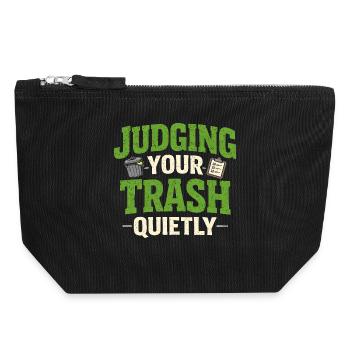 Quiet judging | Garbage Truck Saying Humor - Canvas Zip Pouch 18 x 19 cm - black - Front