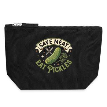Sauver la viande Mange des cornichons Drôle Vegan - Pochette zippée en toile 18 x 19 cm - noir - Devant