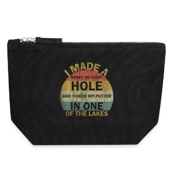 J’ai fait un trou en un - Funny Golf - Pochette zippée en toile 18 x 19 cm - noir - Devant