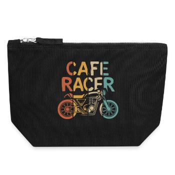 vintage caferacer illustration - custom biker logo - Canvas Zip Pouch 18 x 19 cm - black - Front