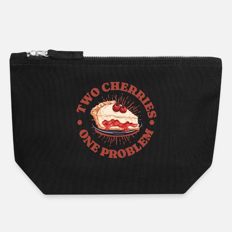 Cherries Cherry Pie Two Cherries Gift - Canvas Zip Pouch 18 x 19 cm - black
