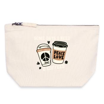 Peace and Coffee: Two Coffees - Canvas Zip Pouch 18 x 19 cm - nature - Front