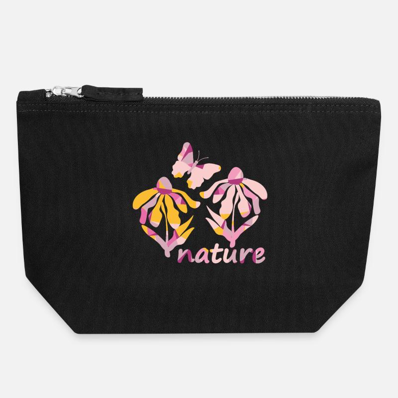Pinky nature - Bloom in Pink Tones - Canvas Zip Pouch 18 x 19 cm - black