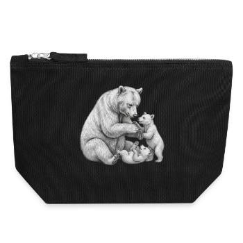Bear and her cubs - Canvas Zip Pouch 18 x 19 cm - black - Front
