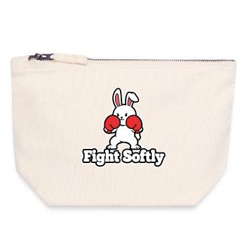 Kuschelbunny Boxkampf-Design Fight Softly - Canvas Reißverschluss-Täschchen (18 x 19 cm) - Naturweiß - Vorne