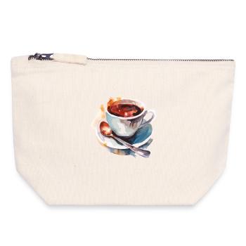 Wasserfarbene Kaffeetasse Aquarell - Canvas Reißverschluss-Täschchen (18 x 19 cm) - Naturweiß - Vorne