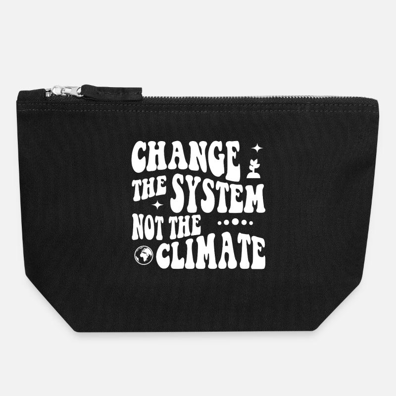 Changer le système, pas le climat - Pochette zippée en toile 18 x 19 cm - noir
