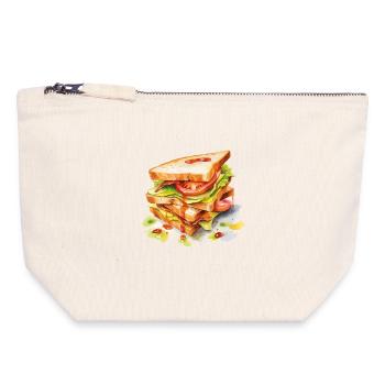 Dreifaches Toast-Sandwich Motiv - Canvas Reißverschluss-Täschchen (18 x 19 cm) - Naturweiß - Vorne