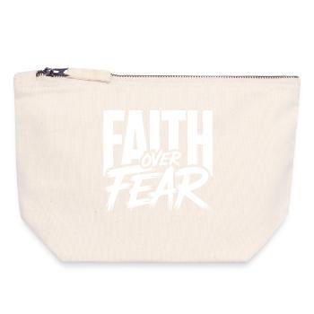 Glaube Faith Over Fear Jesus Gott Bibelvers Kirche - Canvas Reißverschluss-Täschchen (18 x 19 cm) - Naturweiß - Vorne