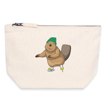 Patins à glace Beaver - Pochette zippée en toile 18 x 19 cm - blanc naturel - Devant