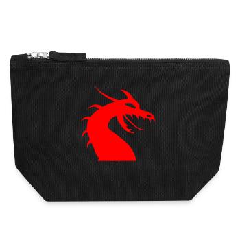 Red dragon head silhouette - Canvas Zip Pouch 18 x 19 cm - black - Front
