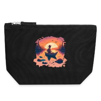 Fishermen in autumn - Canvas Zip Pouch 18 x 19 cm - black - Front