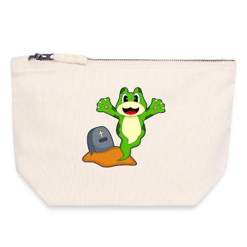 Frosch Halloween Grabstein - Canvas Reißverschluss-Täschchen (18 x 19 cm) - Naturweiß - Vorne
