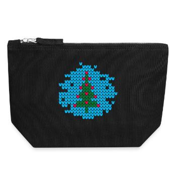 Christmas Tree Knit Ugly Christmas Xmas Pattern - Canvas Zip Pouch 18 x 19 cm - black - Front