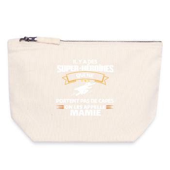 Super-Héroïne Capes Mamie Motivante - Pochette zippée en toile 18 x 19 cm - blanc naturel - Devant
