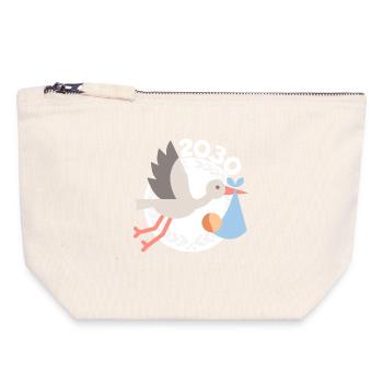 Stork with baby 2030 - Canvas Zip Pouch 18 x 19 cm - nature - Front