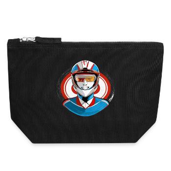 Racer with helmet - Canvas Zip Pouch 18 x 19 cm - black - Front
