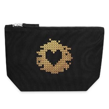 Coeur Doré Tricots Cabane Magique Luxe Amour Amour - Pochette zippée en toile 18 x 19 cm - noir - Devant