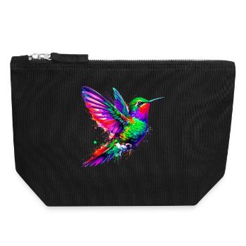 Kolibri - Canvas Reißverschluss-Täschchen (18 x 19 cm) - Schwarz - Vorne