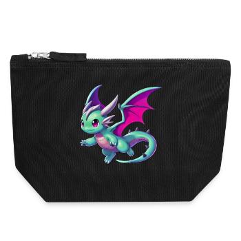 Drache - Canvas Reißverschluss-Täschchen (18 x 19 cm) - Schwarz - Vorne