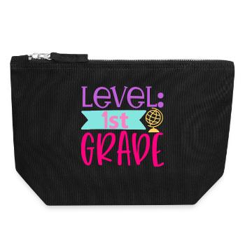 Niveau 1ère année - Rentrée scolaire - Pochette zippée en toile 18 x 19 cm - noir - Devant